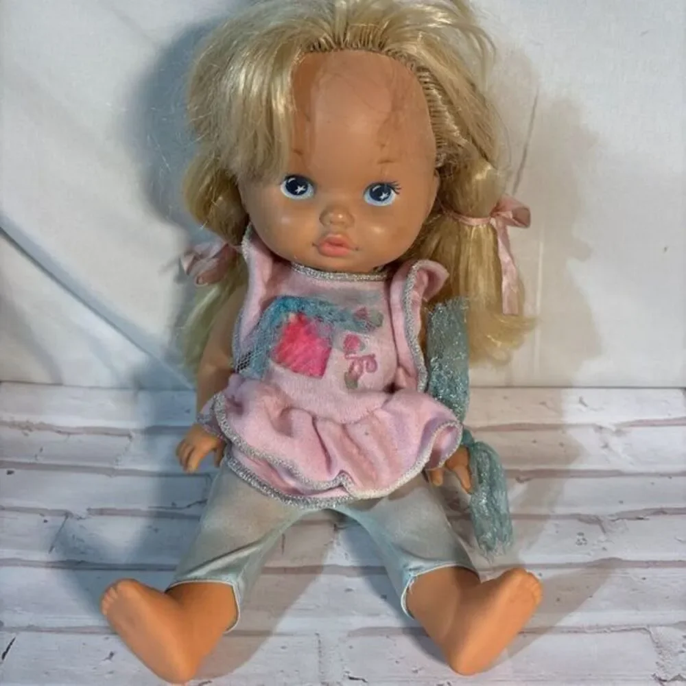 Vintage 1988 Mattel Lil‎ Miss Makeup Doll Long Blonde Hair Blue Eyes  Vtg Little